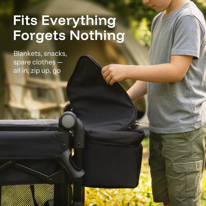 2-Seat Foldable Wagon Stroller with UPF 50+ Canopy, Mosquito Net, 5-Point Harness, All-Terrain Wheels & Large Storage
