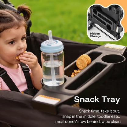 2-Seat Foldable Wagon Stroller with UPF 50+ Canopy, Mosquito Net, 5-Point Harness, All-Terrain Wheels & Large Storage
