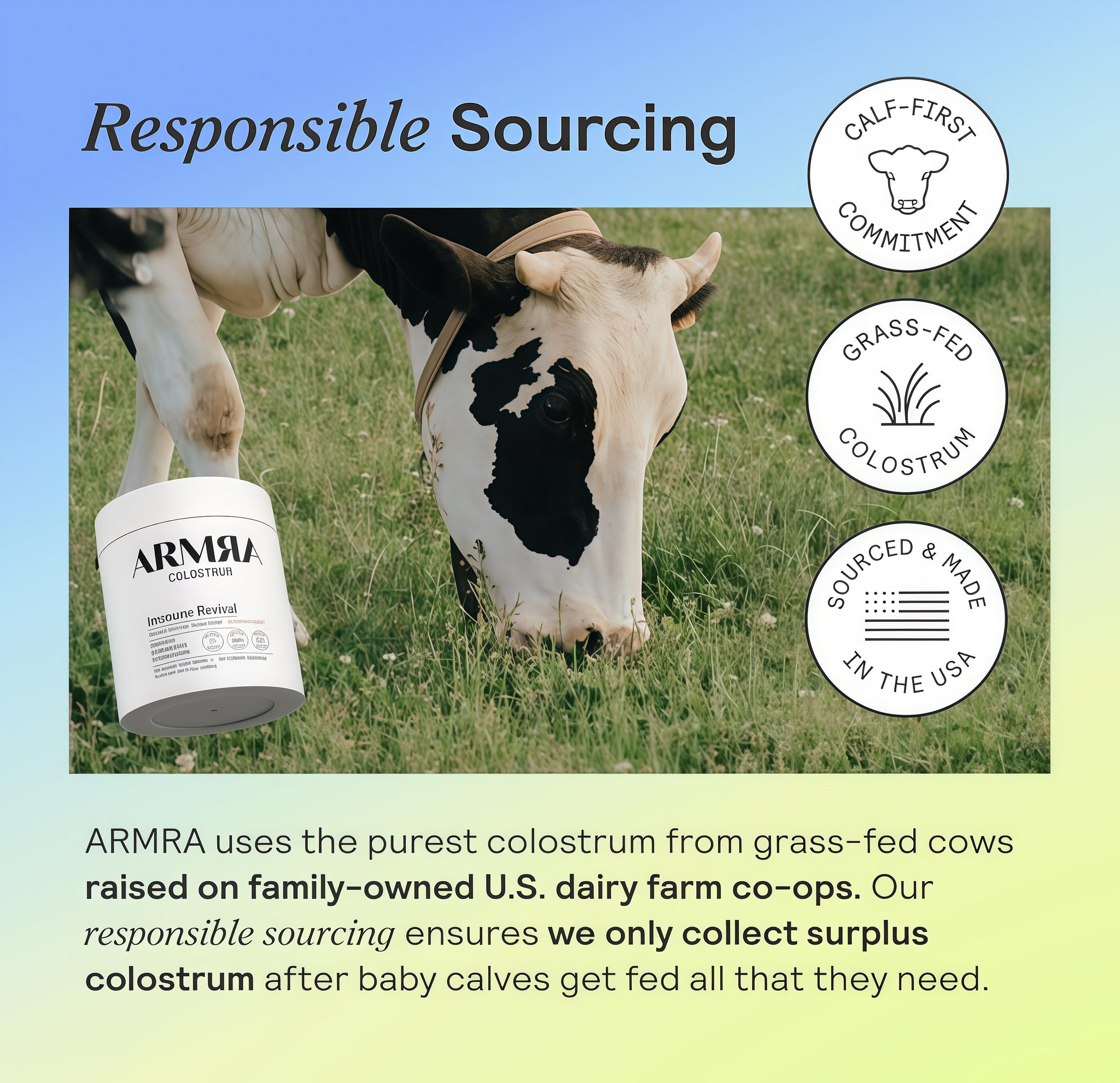 ARMRA ColostrumPowder IUnflavored| GutHealth & Bloating ISkin &Hair limmunity I Keto,Gluten & Fat-Free l120Servings